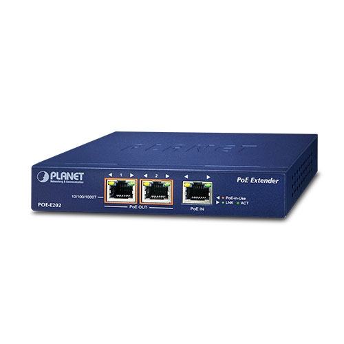 1-port 802.3at PoE+ to 2-port 802.3af/at Gigabit PoE Extender POE-E202