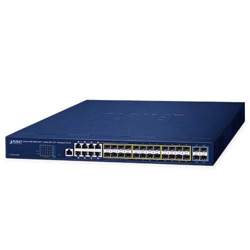 L2+ 24-Port 100/1000X SFP + 8-Port Shared TP + 4-Port 10G SFP+ Managed Switch GS-5220-16S8CR